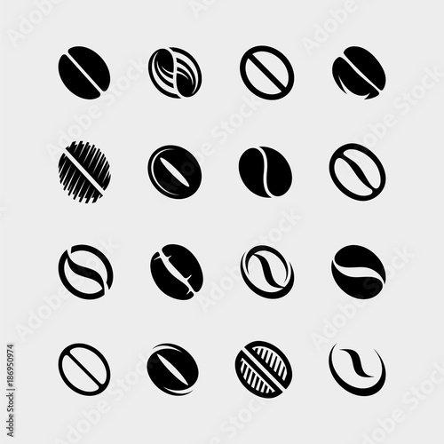 Coffee collection beans set. Vector