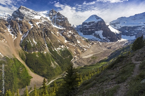 Plain of Six Glaciers Hiking Trail Scenic Mountain Landscape above Lake Louise in Banff National Park Rocky Mountains Alberta Canada photo