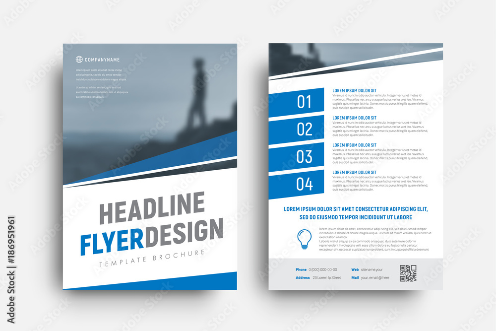 Design of a vector flyer with diagonal lines and a place for a photo. - obrazy, fototapety, plakaty 