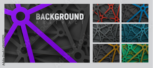 Set of abstract background with cut lines with a mettal effect. photo