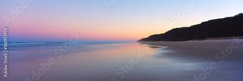 A panoramic view of sunset on Fraser Island s 75 mile beach 