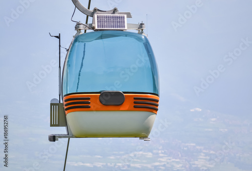 Closeup of a cable car