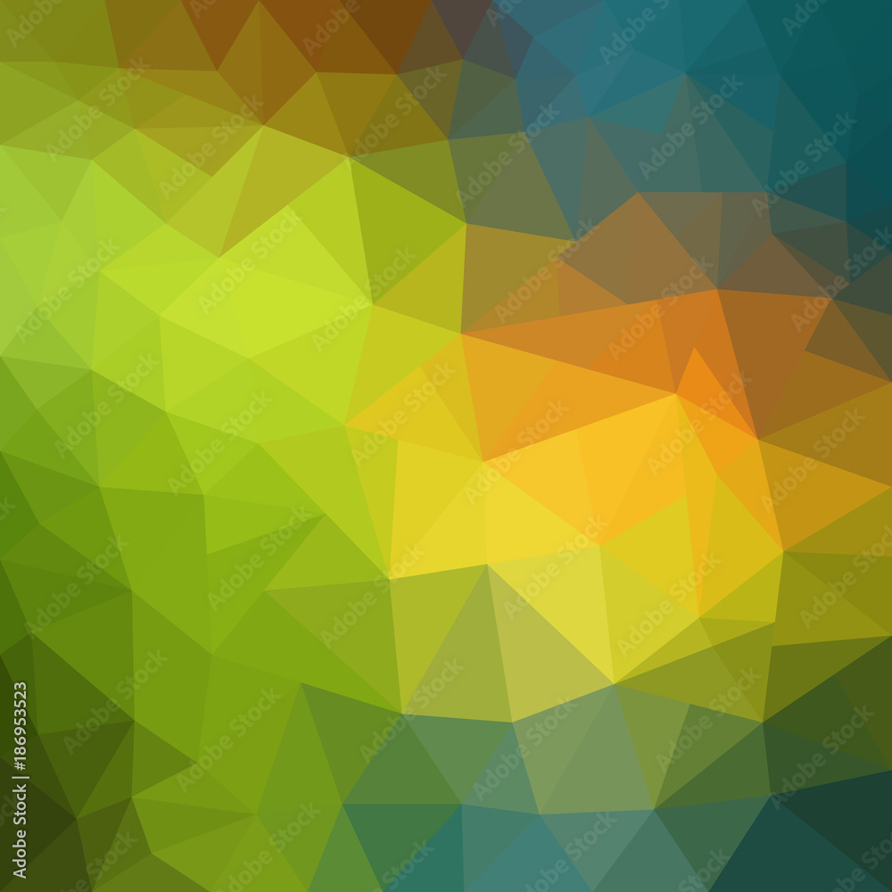 green,yellow ,orange ,poly background. summer triangular background. Geometric background in Origami style with gradient.