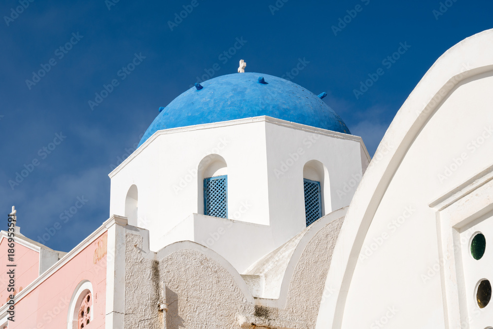 Orthodox Church of Oia Village on Santorini island Greece