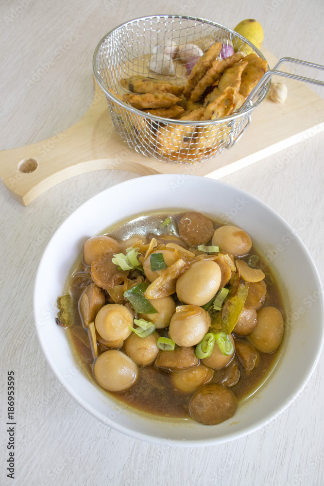 Quail Eggs with Soy Sauce, Fried Tempeh, Indonesian Food | Asian Food Quail Eggs with Soy Sauce, Fried Tempeh, Indonesian Food | Asian Food