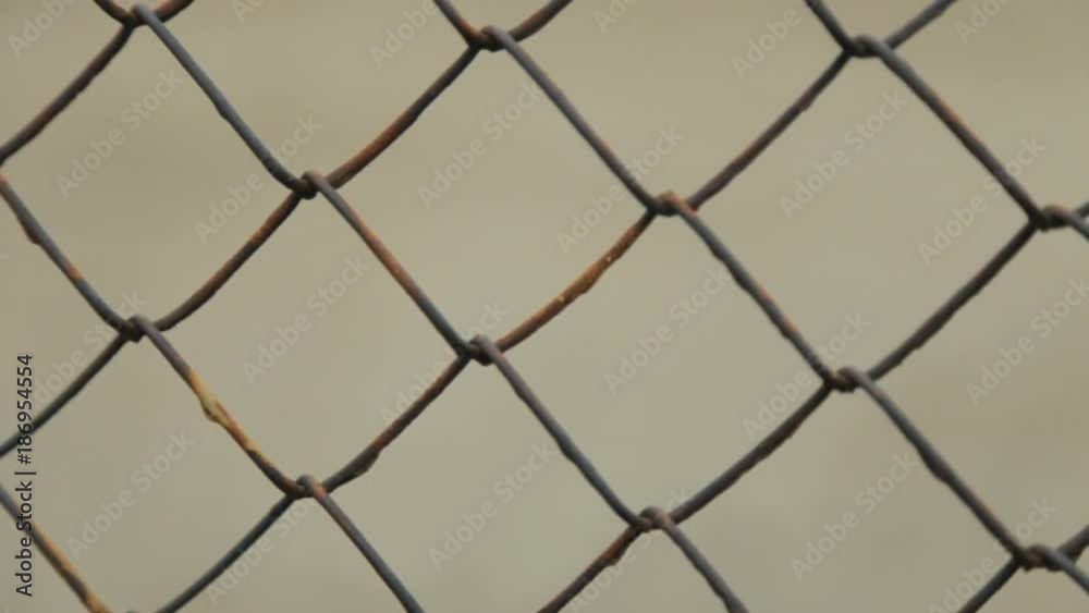 Metal mesh. Fencing.Full hd video