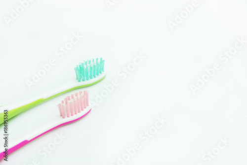 Two Toothbrushes for Children Isolated on white with Copy Space.