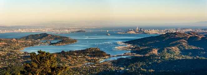 Fototapete San Francisco Panorama Bay Area Blick vom Mount Tamalpais  © dietwalther
