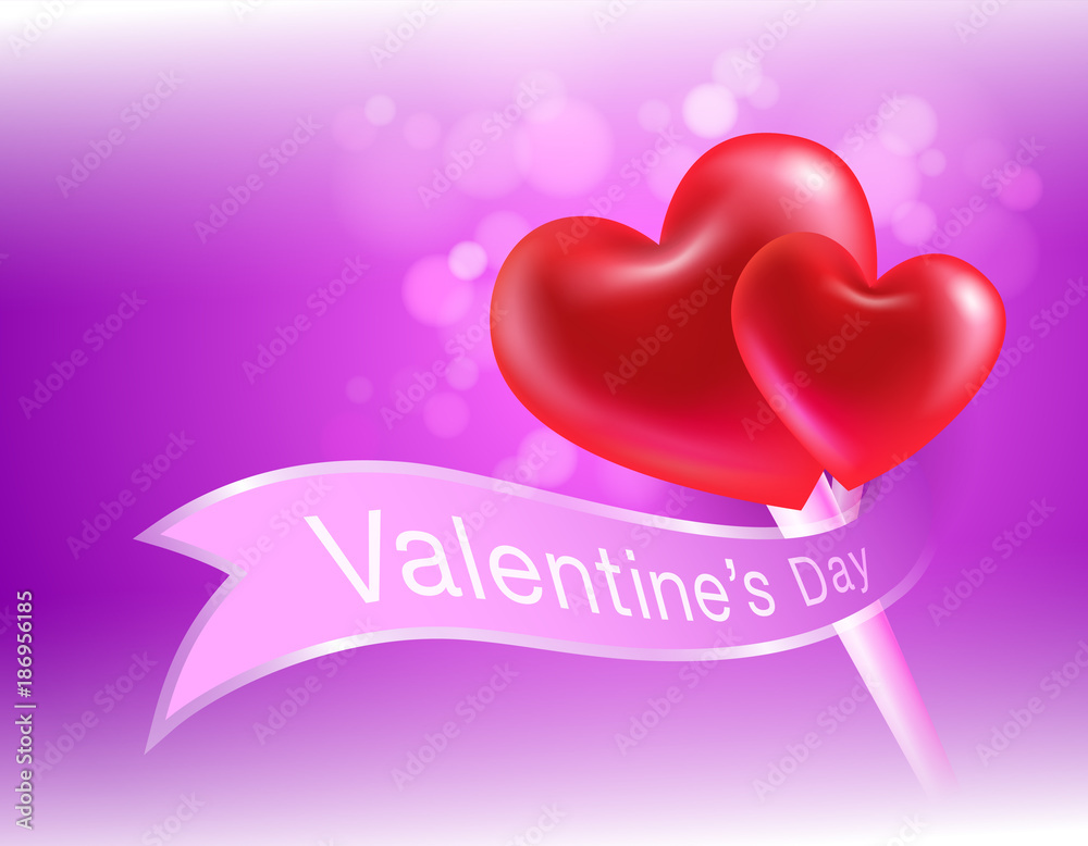 valentines day pink background 3d heart realistic. Can be used in the poster, wallpaper, brochure, flyers, invitation, banners, template. Vector realistic file.