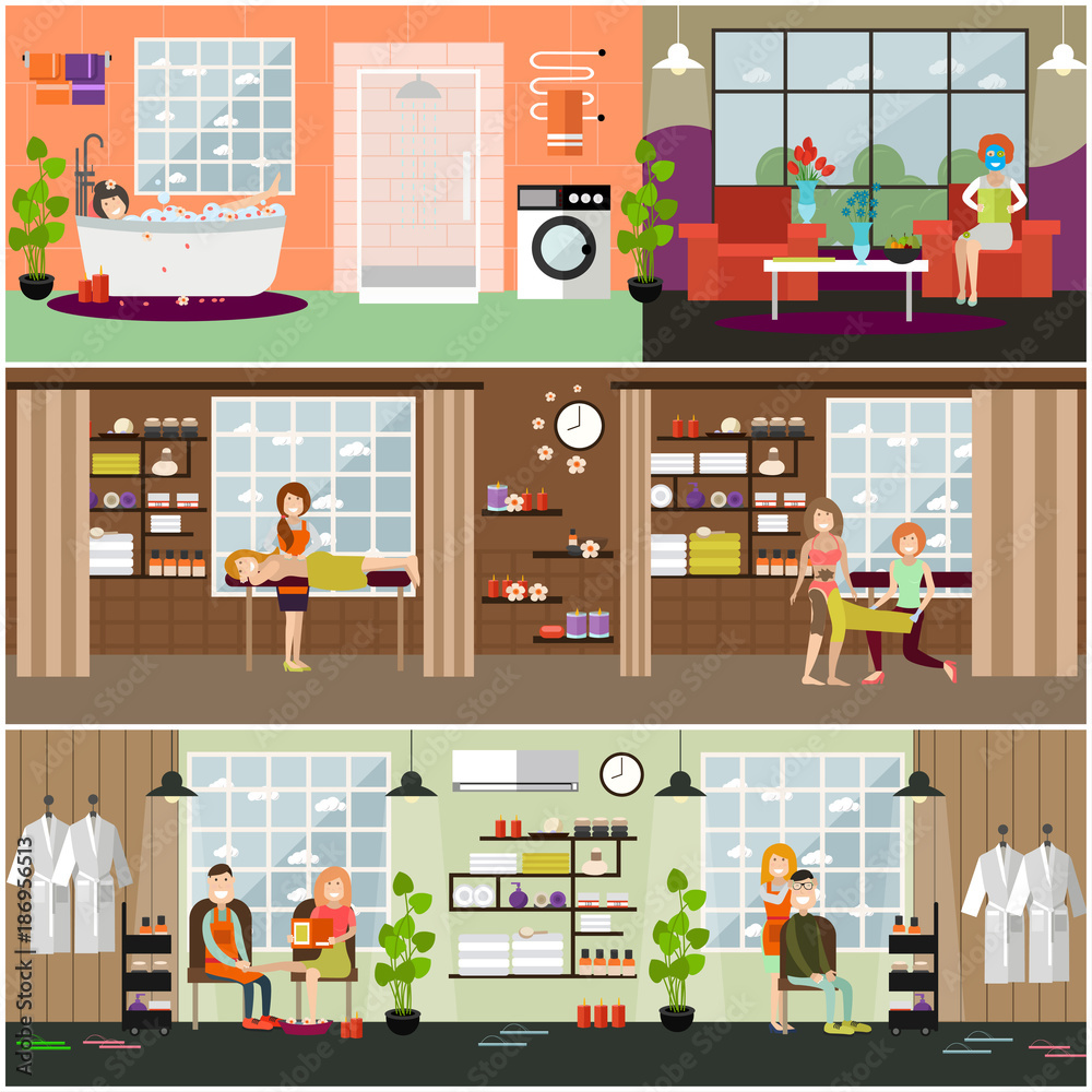 Vector set of spa and massages concept posters, banners Vector set of spa and massages concept posters, banners