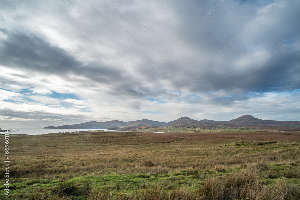 Scenic Landscape View of Mountain, Forest and Lake in Scottish Highlands. Scenic Landscape View of Mountain, Forest and Lake in Scottish Highlands.