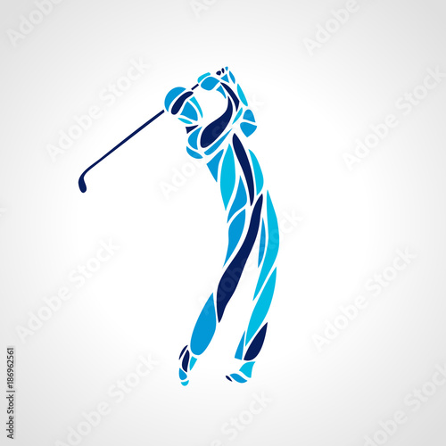 Silhouette of abstract golf player. Vector eps10