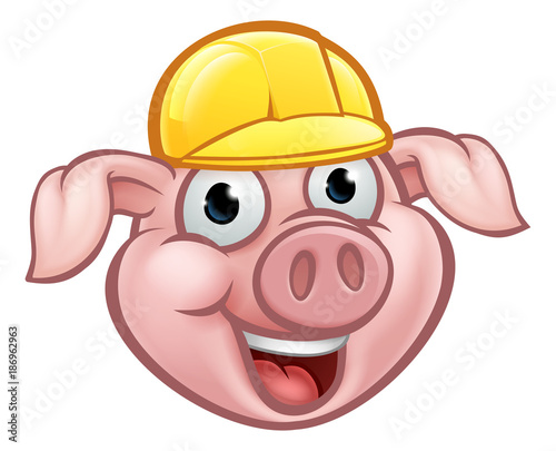 Builder Pig Cartoon Character