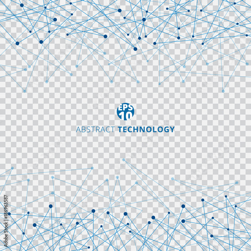 Abstract technology blue mesh with dots on transparent background. Techno design of future digital data.