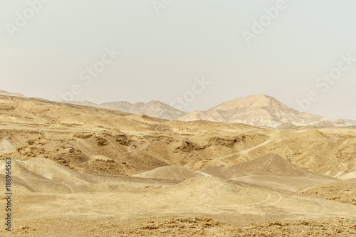 Landscape view of waterless desert near dead sea in Israel