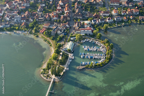 Aerial view of Immenstaad, Hythe and marina, Lake Constance, Germany photo