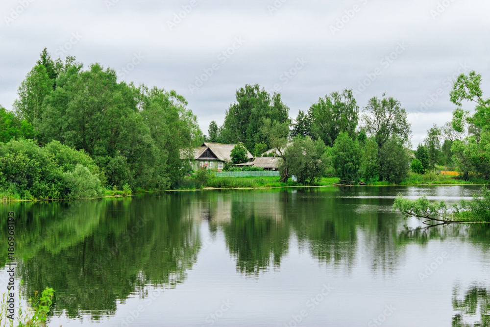 russian village on the lake