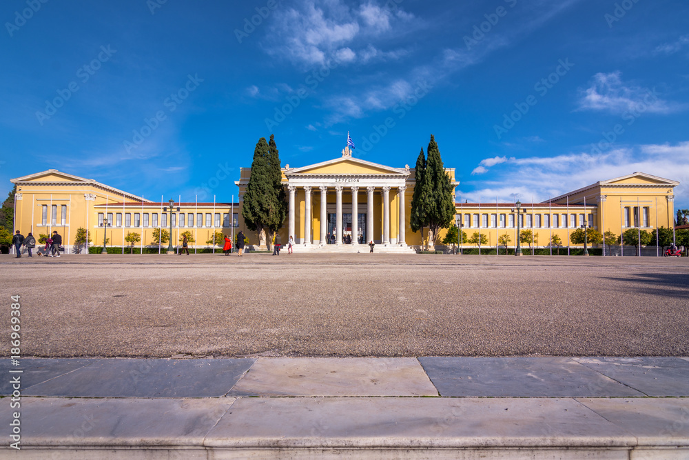 Zappeion hall in the national gardens in Athens, Greece. Zappeion megaro is a neoclassical building conference and exhibition center.