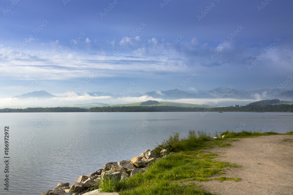 spring morning on Liptovska Mara dam, Slovakia