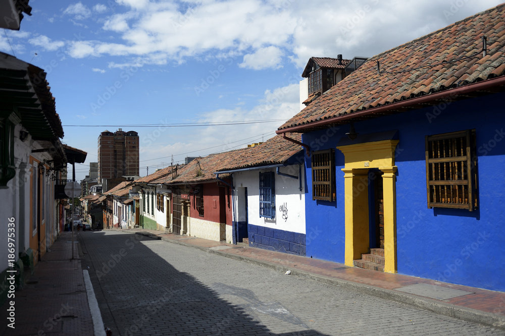 Colombia, Bogota, La Candelaria, Old town, row of houses Colombia, Bogota, La Candelaria, Old town, row of houses