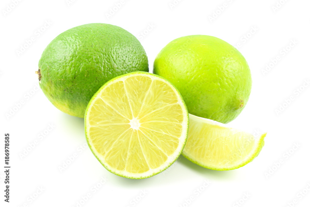 fresh lime fruits isolated on a white background fresh lime fruits isolated on a white background
