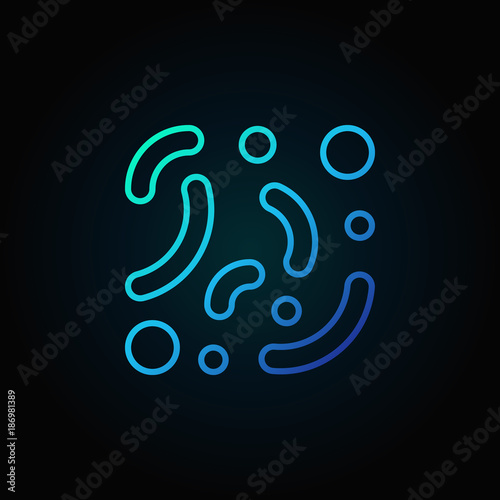 Bacteria virus blue line icon or logo element