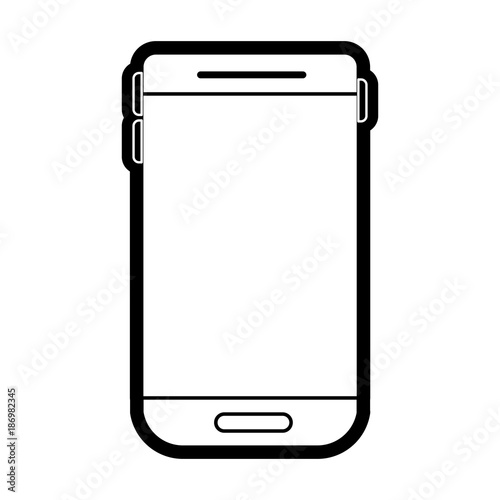 smartphone device icon in black silhouette with thick contour