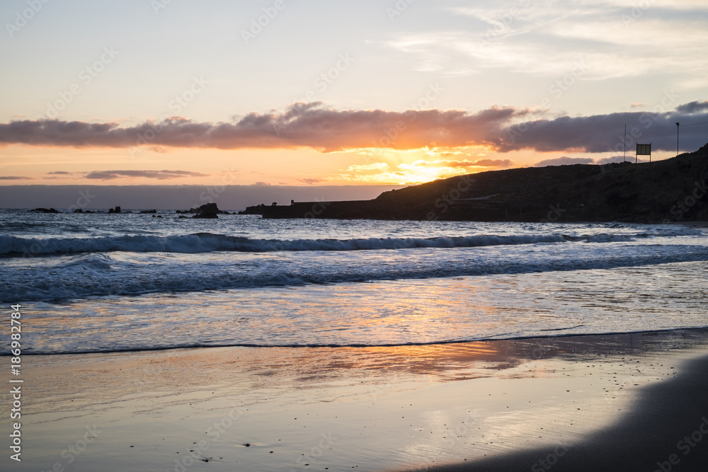 Spain, Tenerife, Sunrise at the ocean Spain, Tenerife, Sunrise at the ocean