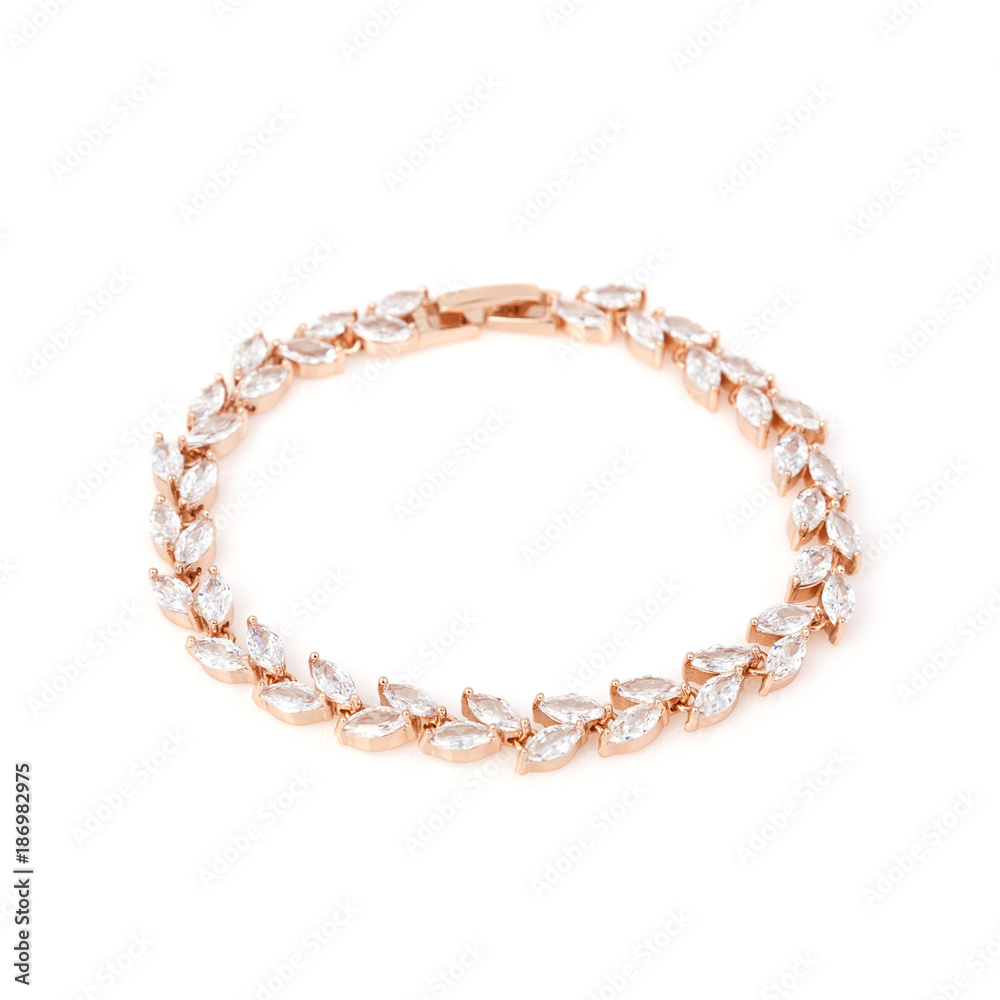 Golden diamond bracelet isolated on white Golden diamond bracelet isolated on white