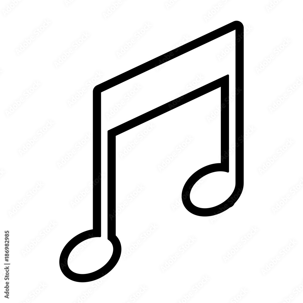 musical note icon in black silhouette with thick contour musical note icon in black silhouette with thick contour