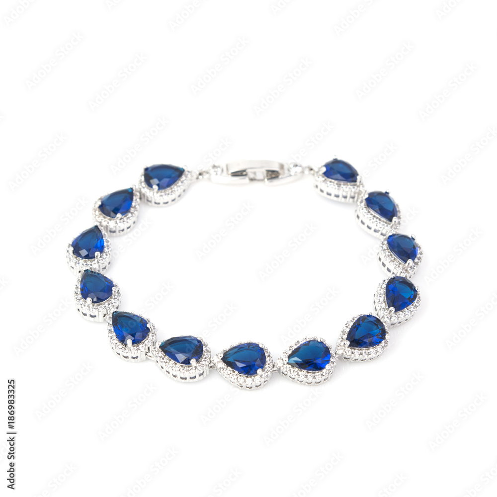 Sapphire bracelet isolated on white Sapphire bracelet isolated on white