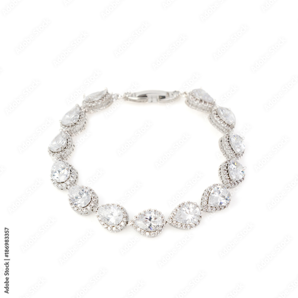 Silver diamond bracelet isolated on white Silver diamond bracelet isolated on white