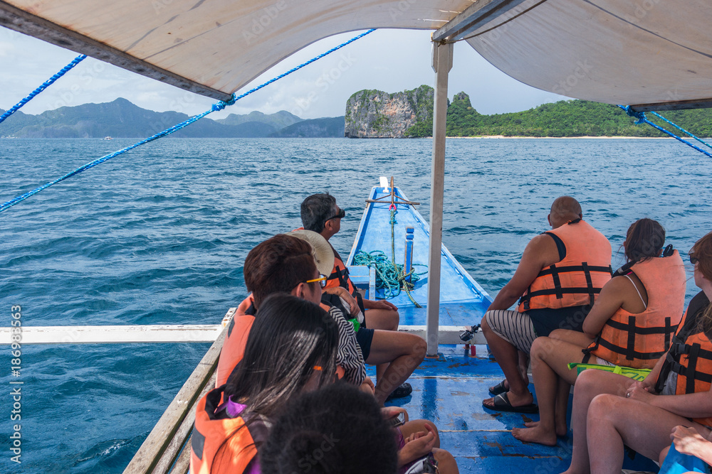 Cruise tour on bangka boat in El Nido, Palawan, Philippines