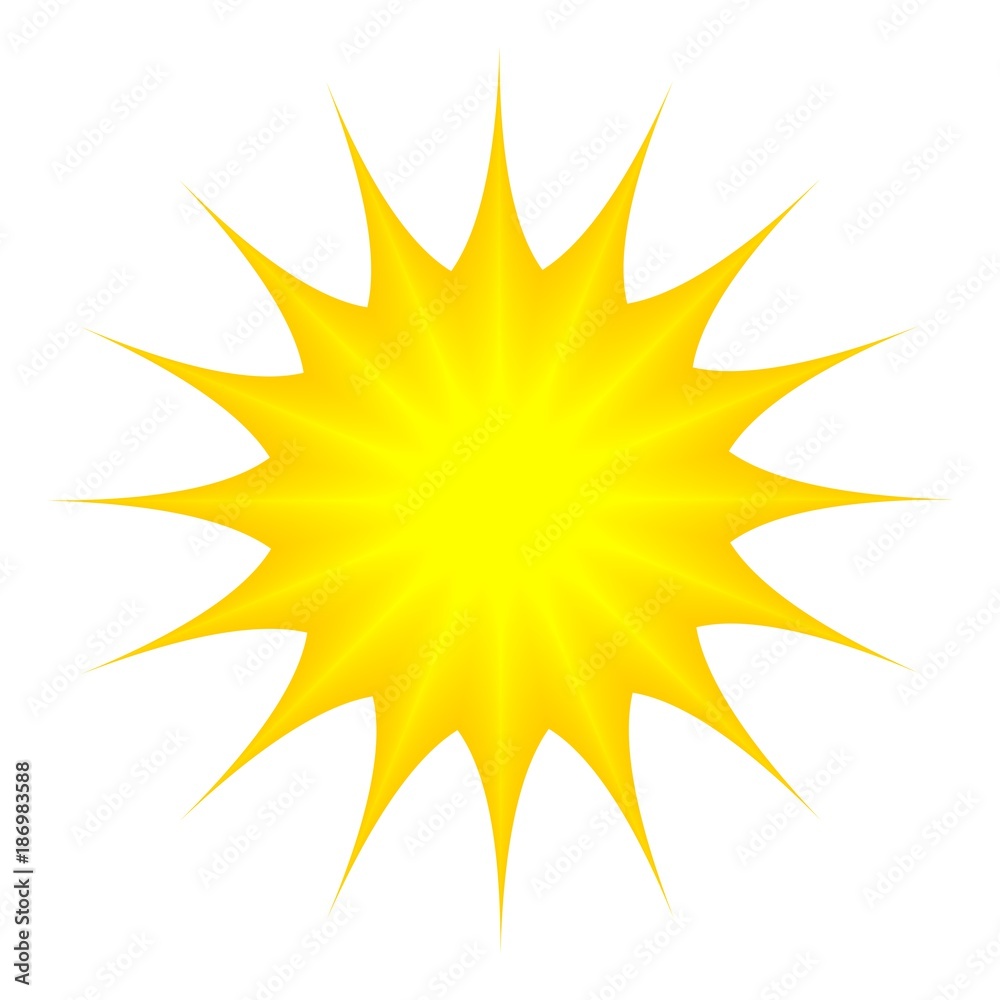 Sonne als Vektor und Cartoon auf einem weißen isolierten Hintergrund