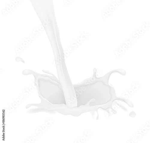 Vector realistic milk splash, liquid whirl