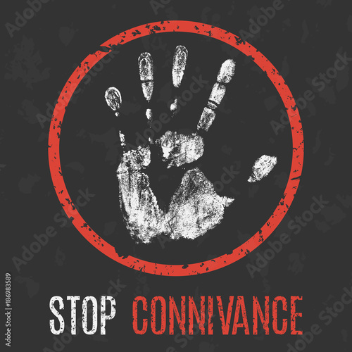 Fotografia Vector illustration. Bad traits of people. Stop connivance.