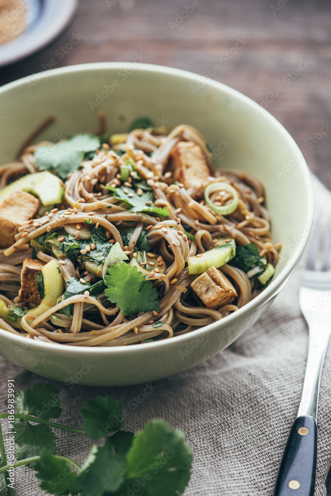 Japanese Otsu Salad with buckwheat noodles, Soba Japanese Otsu Salad with buckwheat noodles, Soba