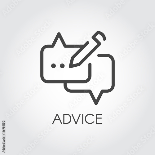 Advice thin line icon. Graphic contour symbol of message bubble with pencil. Interface pictogram for mobile apps, websites, games, social media, instant messengers. Post UI linear label. Vector photo