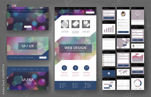 Website design template and interface elements