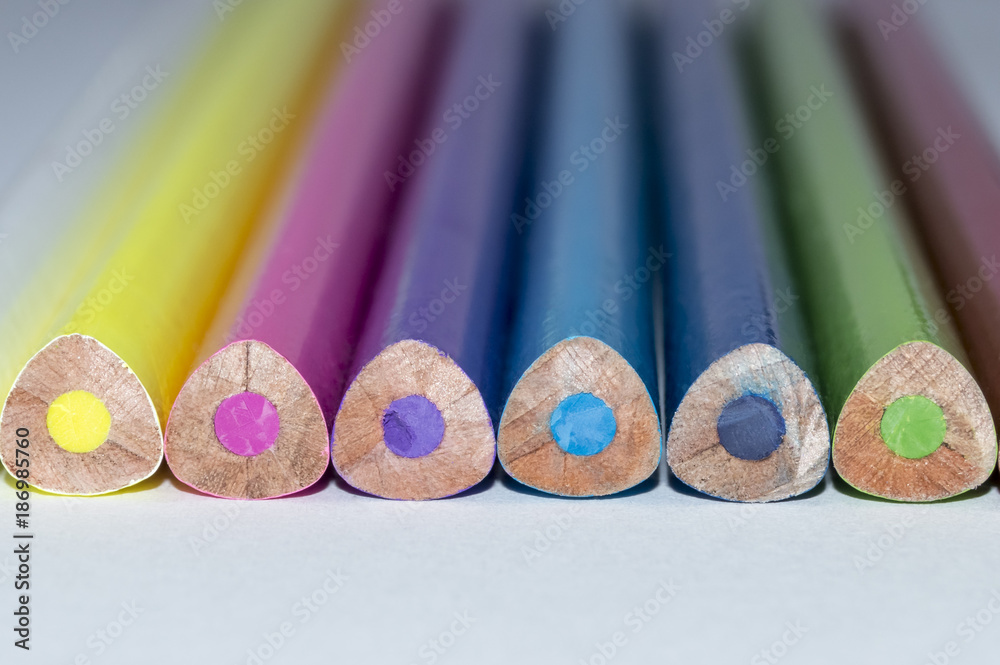 line of colored pencils