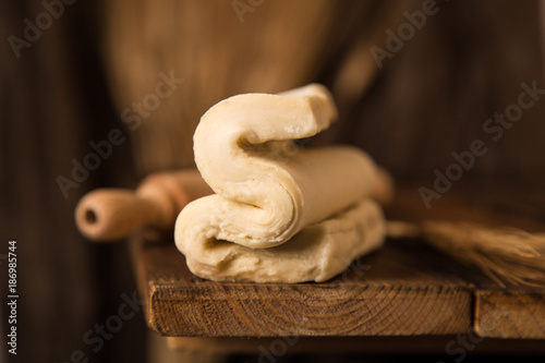 puff pastry on vintage table photo