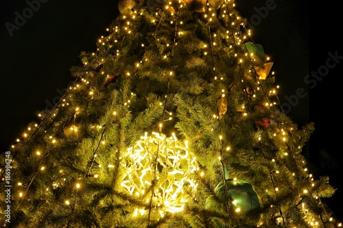Festive   Christmas illumination on a street Christmas tree
