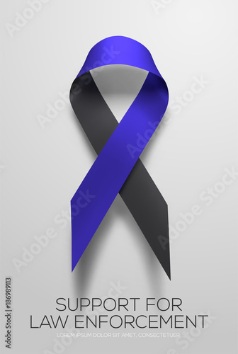 Black-blue ribbon symbolic of support for law enforcement. Vector EPS 10