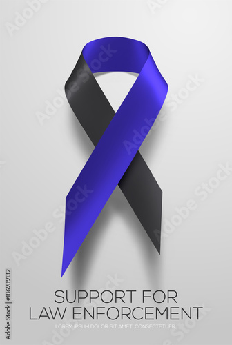 Black-blue ribbon symbolic of support for law enforcement. Vector EPS 10