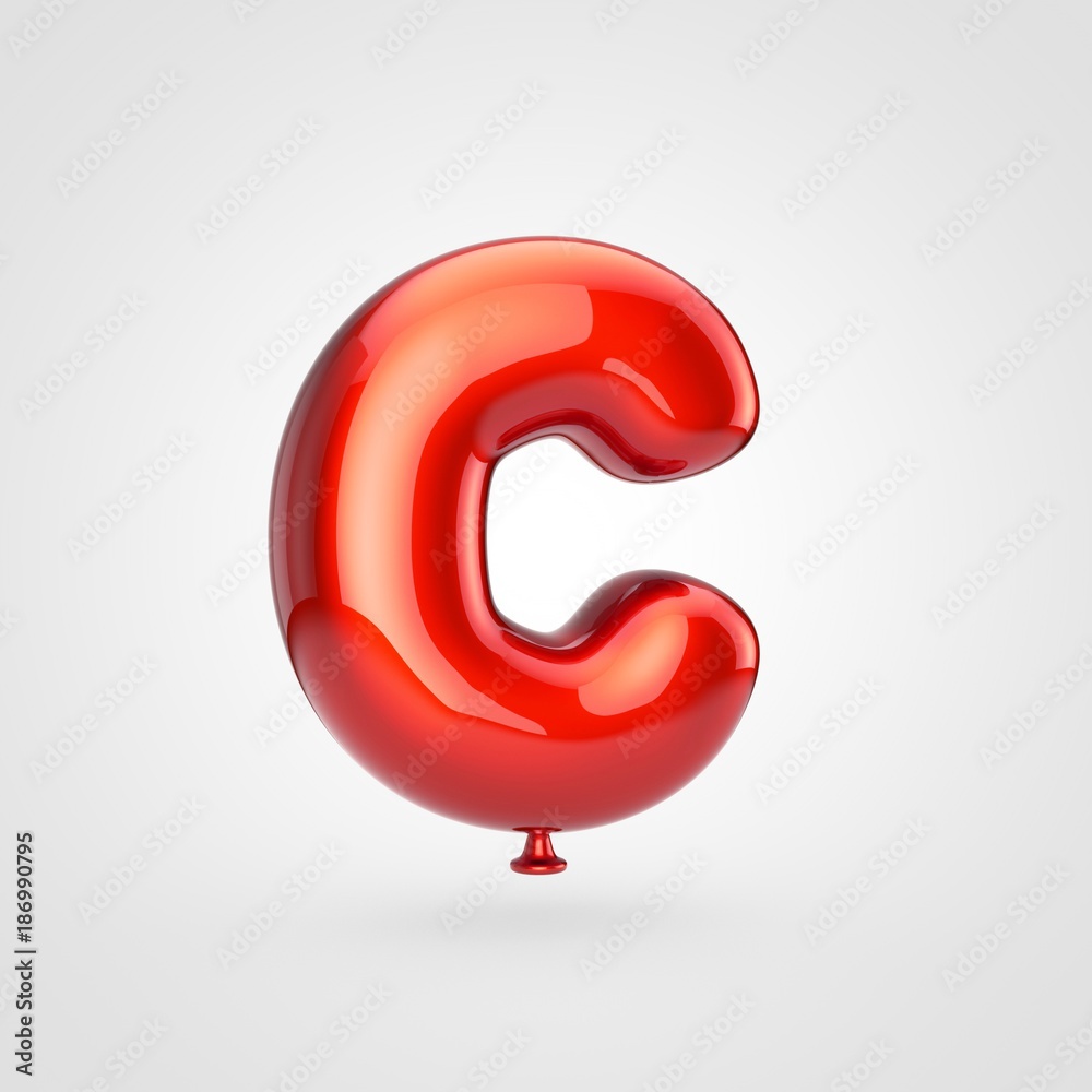 Glossy red balloon letter C uppercase isolated on white background. Glossy red balloon letter C uppercase isolated on white background.