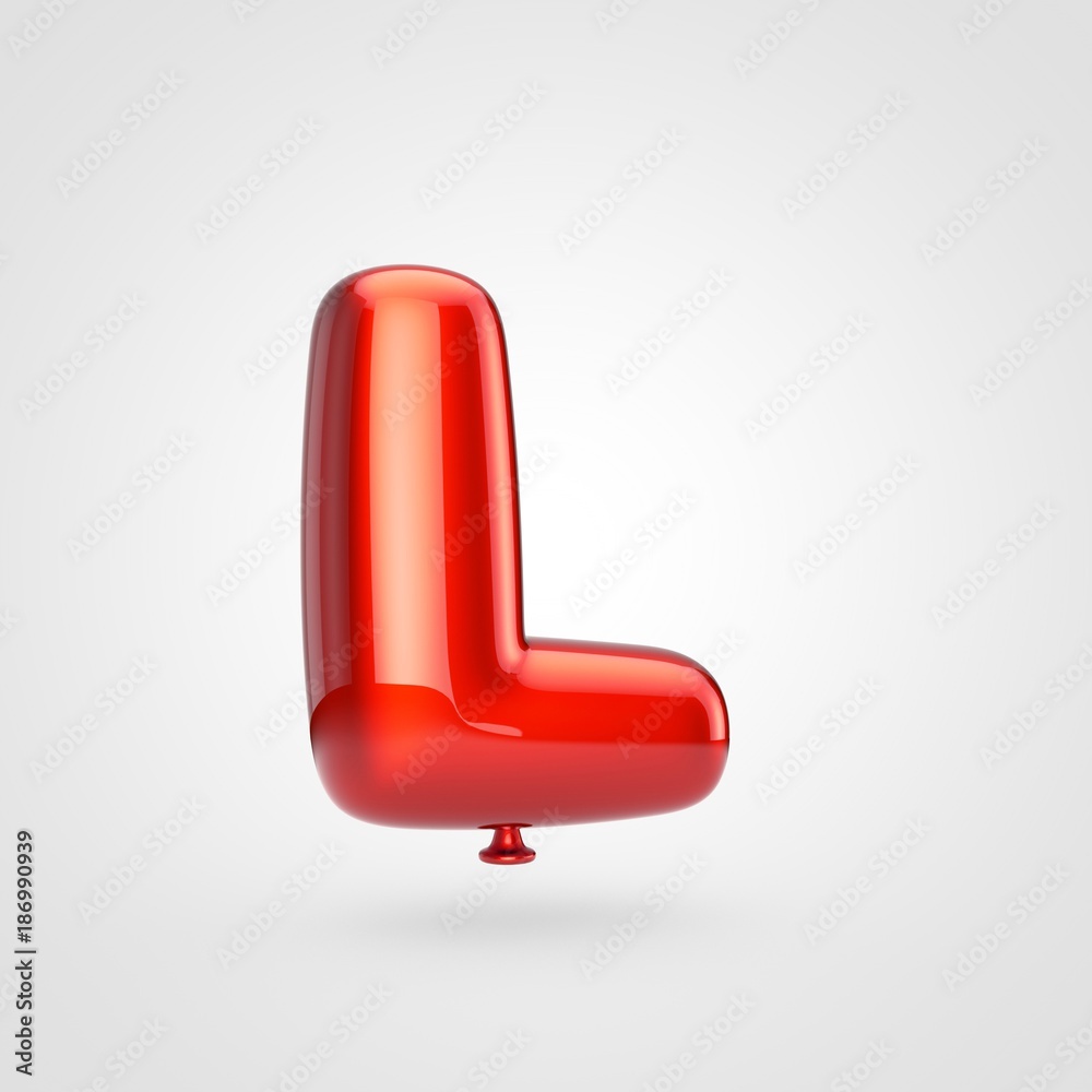 Glossy red balloon letter L uppercase isolated on white background. Glossy red balloon letter L uppercase isolated on white background.