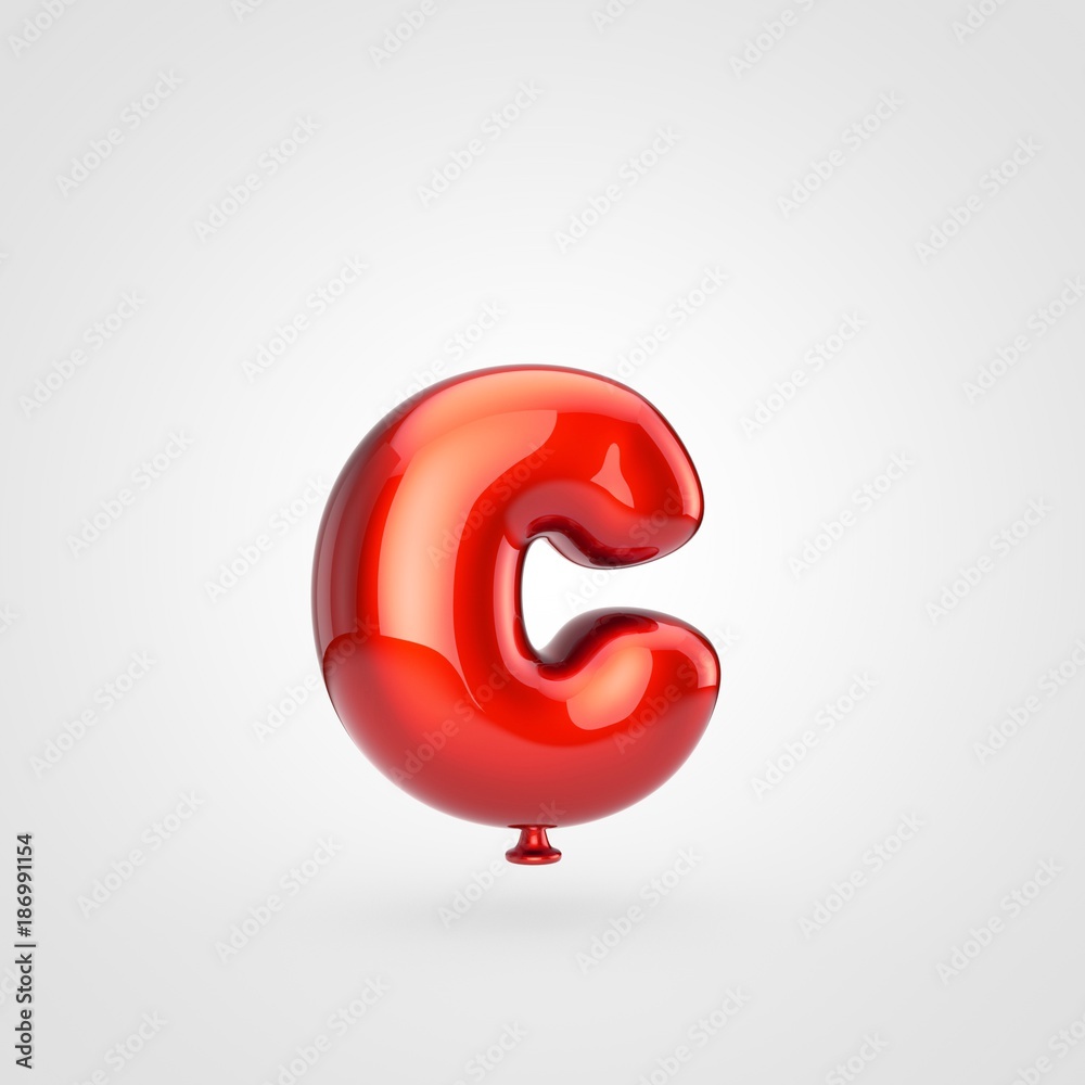Glossy red balloon letter C lowercase isolated on white background. Glossy red balloon letter C lowercase isolated on white background.
