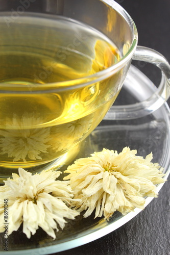 chrysanthemum tea from dried white chrysanthemum morifolium flowers