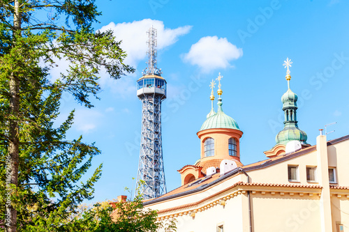 Petrin Lookout Tower in Prague, Czech Republic photo