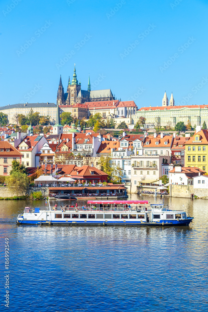 Fototapeta premium A view of a river Vltava in Prague, Czech republic